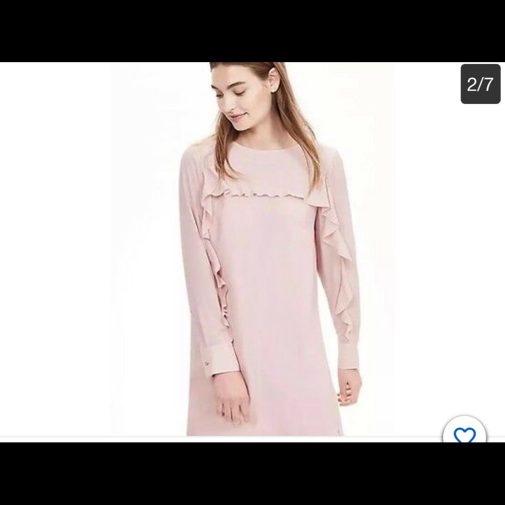 Banana republic ruffle front dress pink